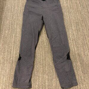 Lululemon Crop Leggings Size 4 Grey Net Mesh Pockets Pull On Drawstring